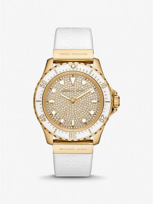 Montre Michael Kors Oversized Slim Everest Pave And Embossed Silicone Femme Doré | 721694-IFH