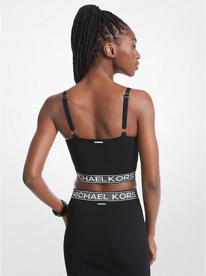 Debardeur Michael Kors Logo Tape Stretch Knit Femme Noir | 628971-DXO
